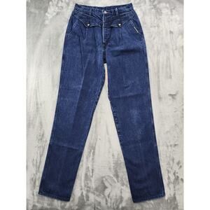 Vintage 80s Rocky Mountain High Rise Taper Leg Jeans Size 28 Dark Wash Bareback